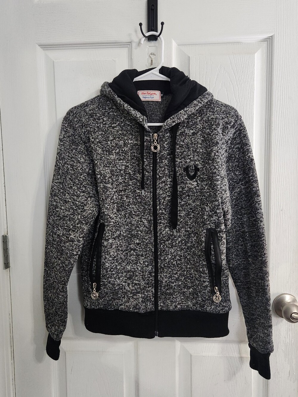 Vintage True Religion full zip grey hooded sweatshirt women medium western
